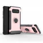 Wholesale Galaxy Note 8 360 Rotating Ring Stand Hybrid Case with Metal Plate (Rose Gold)
